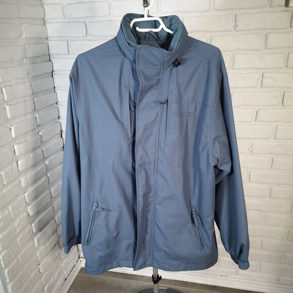 Chaps Men's Size Medium Blue Lined Jacket with Hood Hidden in Collar - Picture 1 of 13